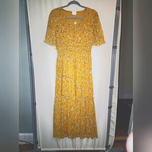 Floral Yellow Ruffle Dress NWT